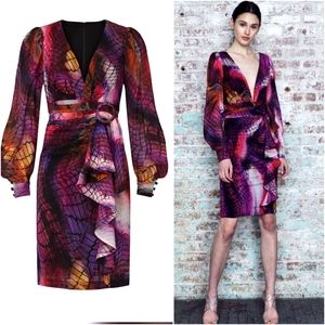 Lauper Fuchsia Ombre Snake Print Dress - Flor Et Al Rainbow Ombre Cocktail Party